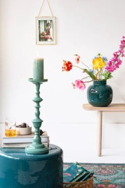 Round Metal Vase Dark Green 25 Cm -Chic Nest Deals Store 044 2