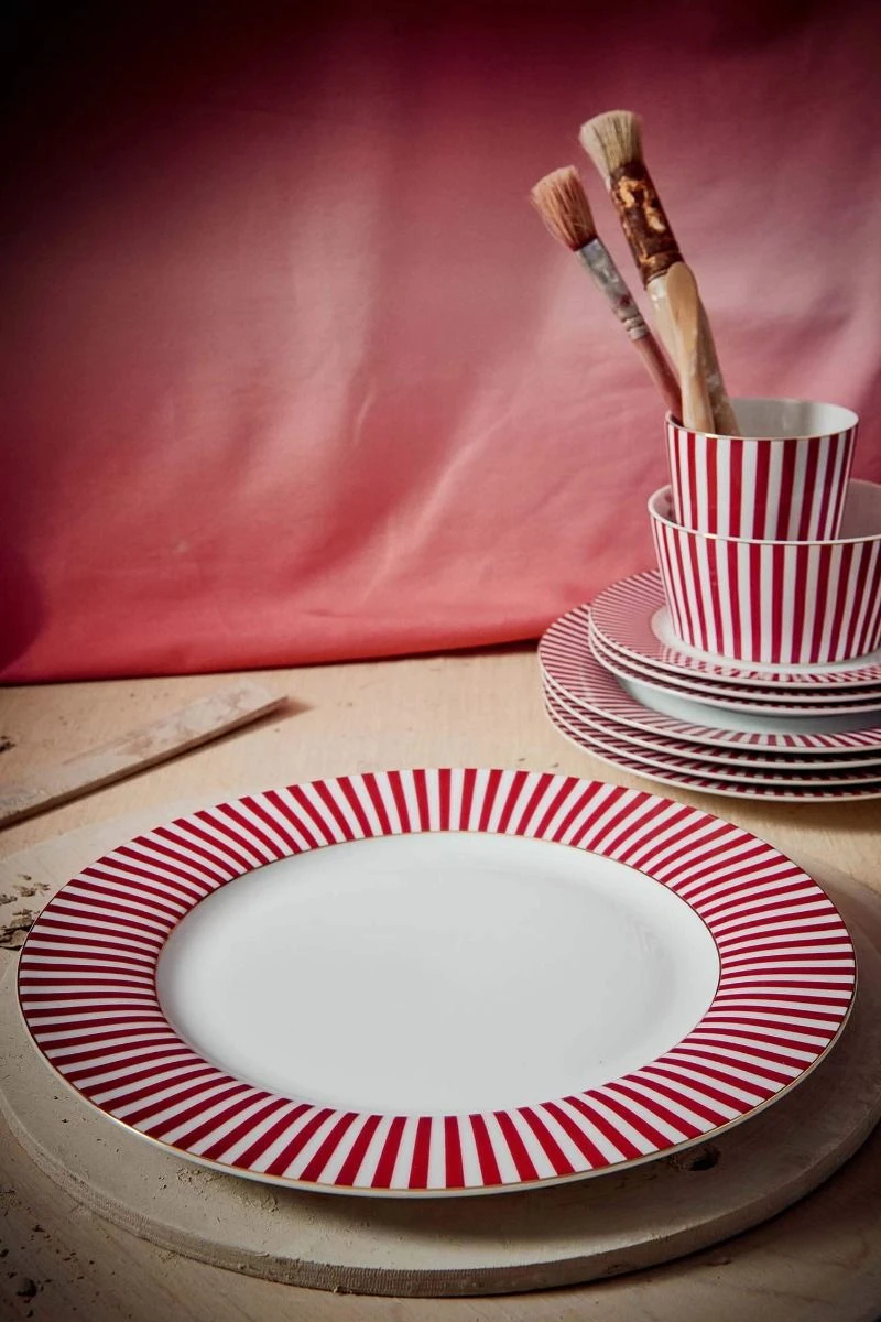 Royal Stripes Dinner Plate Dark Pink 26.5cm 2 Royal Stripes Dinner Plate Dark Pink 26.5cm - Image 2