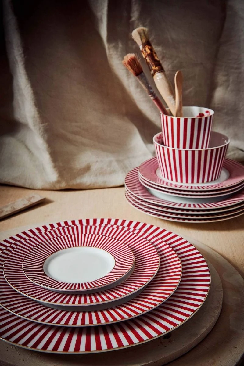 Royal Stripes Dinner Plate Dark Pink 26.5cm 12 Royal Stripes Dinner Plate Dark Pink 26.5cm - Image 12