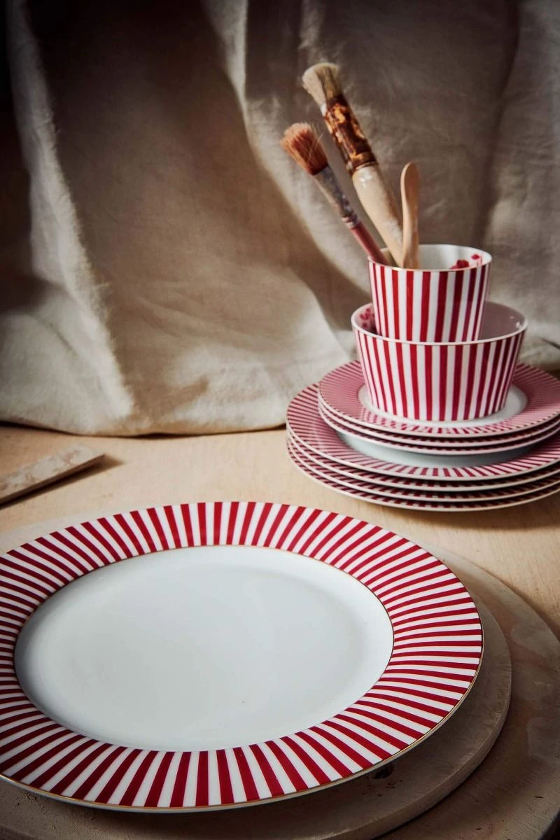 Royal Stripes Dinner Plate Dark Pink 26.5cm 6 Royal Stripes Dinner Plate Dark Pink 26.5cm - Image 6