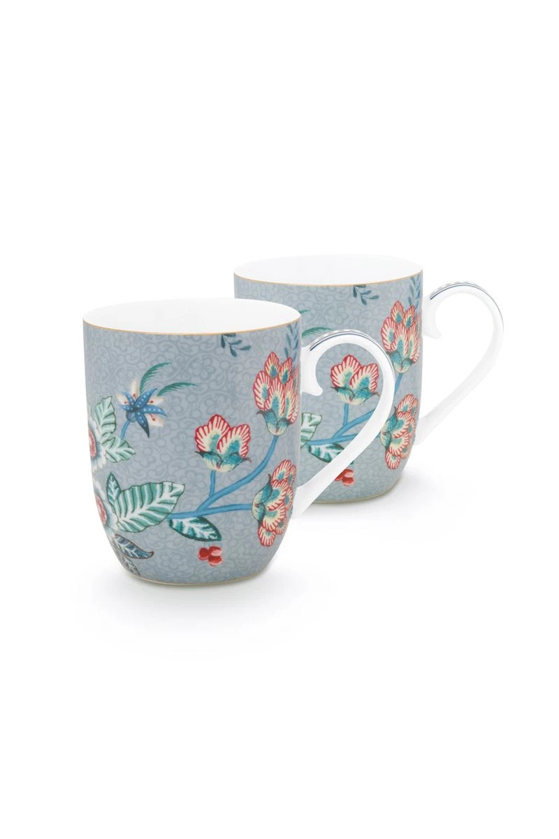 Flower Festival Set/2 Mugs Small Light Blue 1 Flower Festival Set/2 Mugs Small Light Blue
