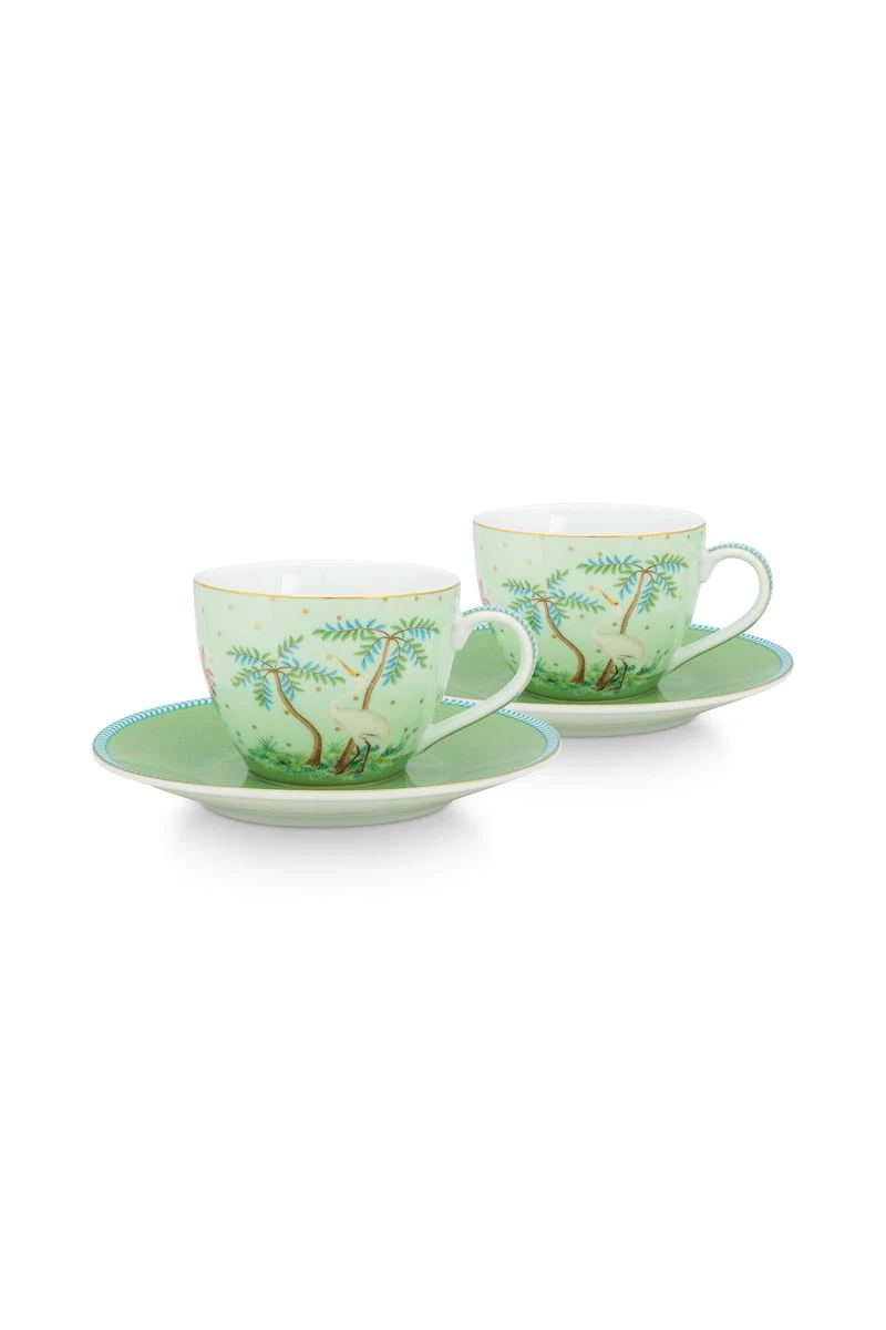 Jolie Set/2 Espresso Cup & Saucer Green 1 Jolie Set/2 Espresso Cup & Saucer Green
