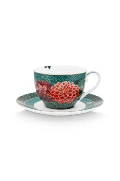 Winter Wonderland Cappuccino Cup & Saucer Green