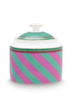 Pip Chique Stripes Sugar Bowl Pink/Green -Chic Nest Deals Store 51.008.046 02 lr