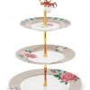 Blushing Birds Cake Stand 3 Levels Khaki