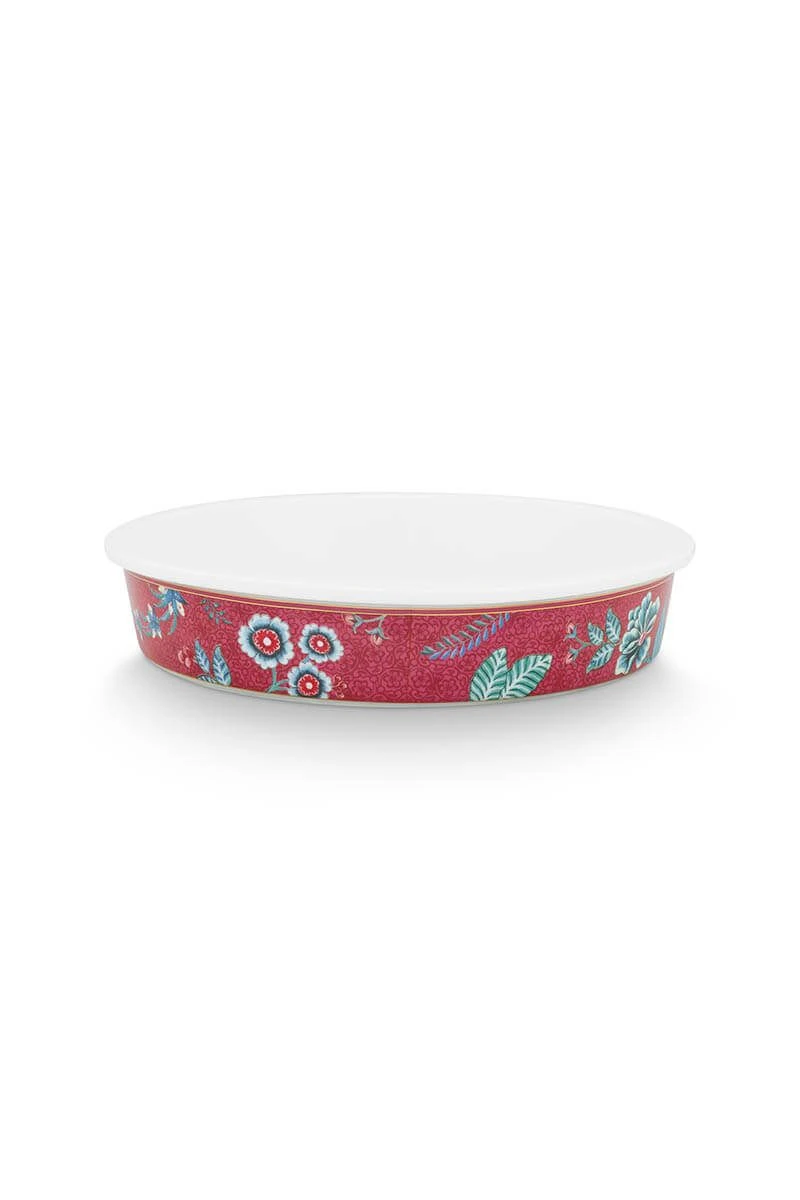 Flower Festival Serving Tray Round Dark Pink 1 Flower Festival Serving Tray Round Dark Pink
