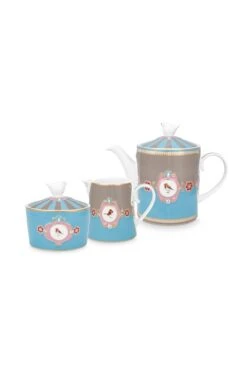 Love Birds Tea Set/3 Blue/Khaki