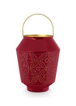 Lantern Enamelled Dark Pink 29cm
