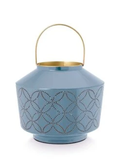 Lantern Enamelled Light Blue 22cm