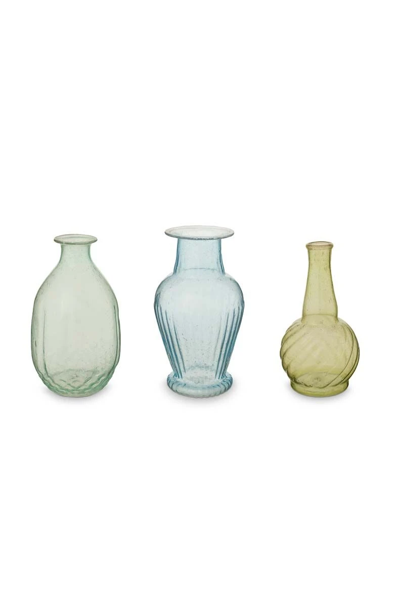 Set/3 Vases Glass Green M 1 Set/3 Vases Glass Green M