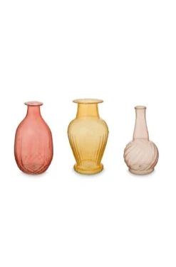 Set/3 Vases Glass Pink M