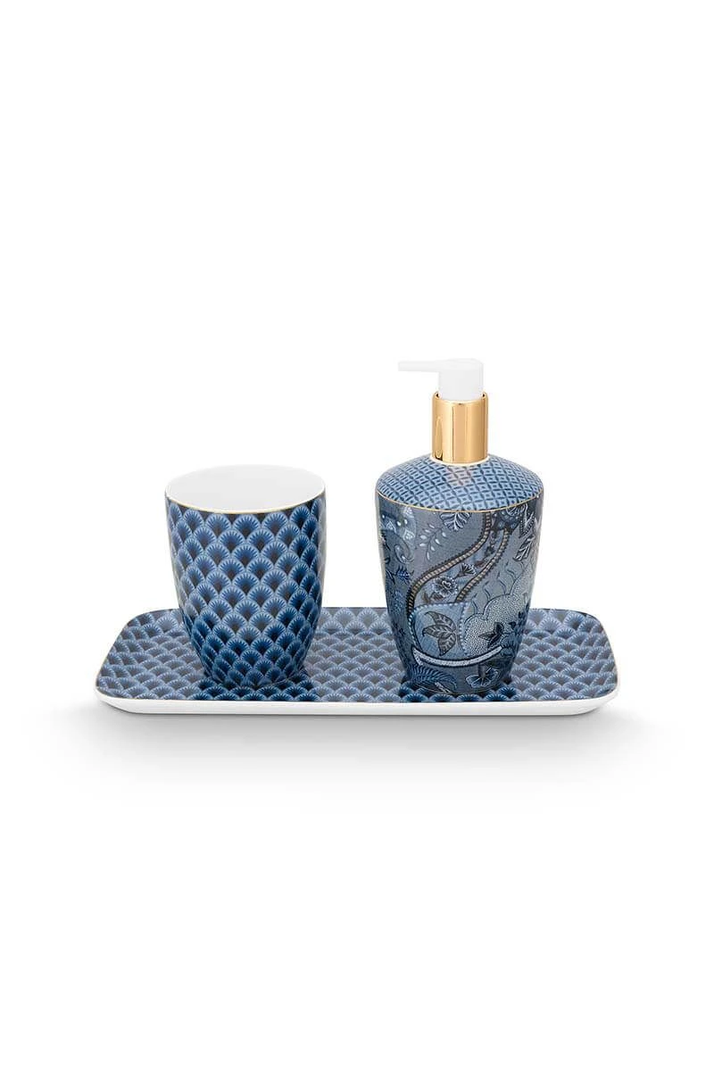 Bathroom Accessories Set/3 Kyoto Festival Blue 1 Bathroom Accessories Set/3 Kyoto Festival Blue