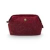 Cosmetic Purse Large Velvet Quiltey Days Red
