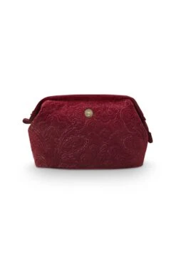 Cosmetic Purse Large Velvet Quiltey Days Red