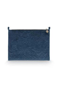 Cosmetic Flat Pouch Large Velvet Quiltey Days Blue -Chic Nest Deals Store 51.274.208 02