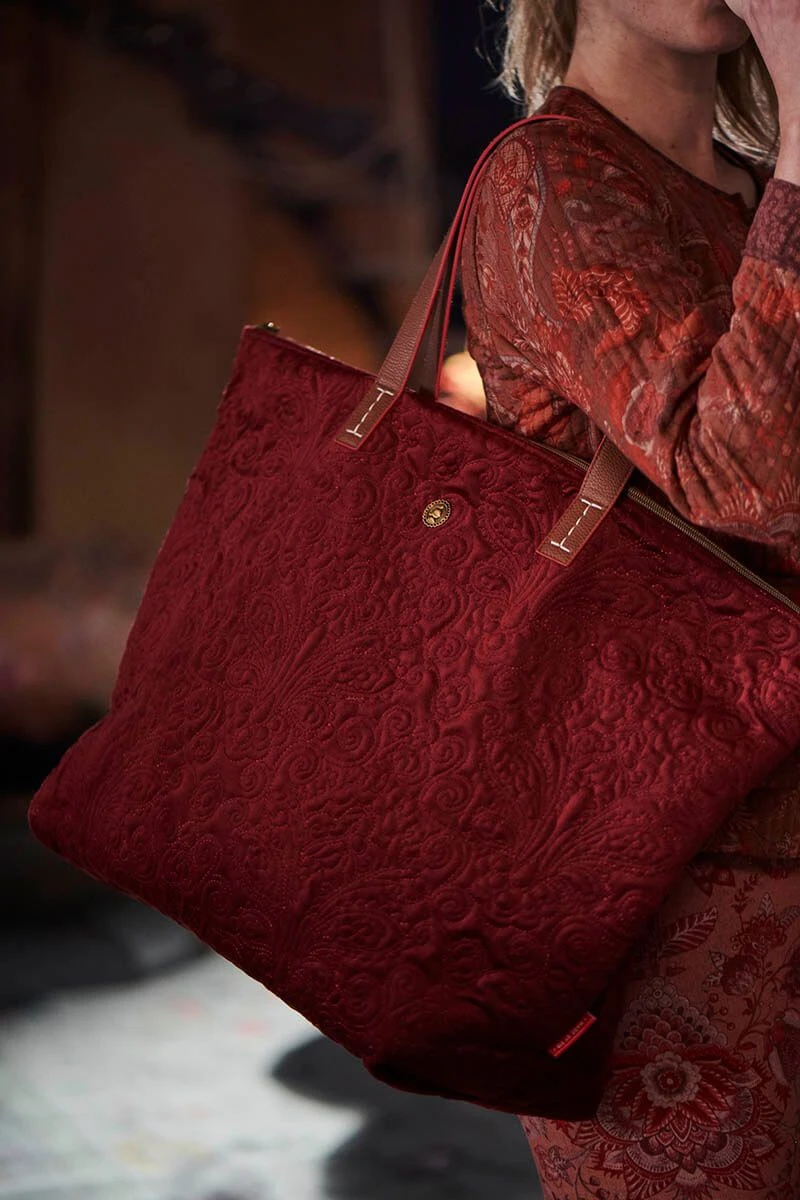 Tote Bag Velvet Quiltey Days Red 3 Tote Bag Velvet Quiltey Days Red - Image 3