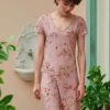 Nightdress Short Sleeve Kawai Flower Light Pink