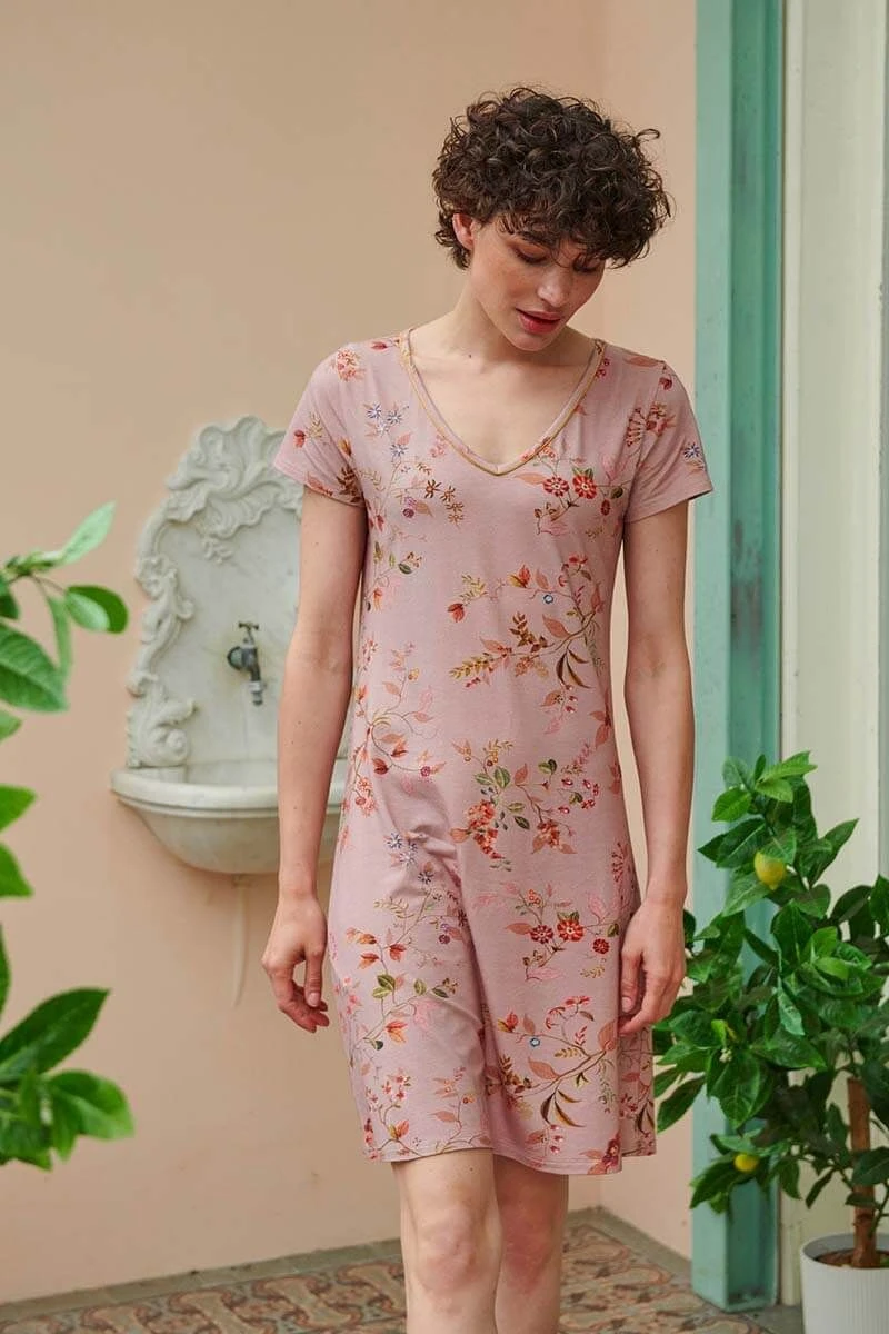 Nightdress Short Sleeve Kawai Flower Light Pink 1 Nightdress Short Sleeve Kawai Flower Light Pink
