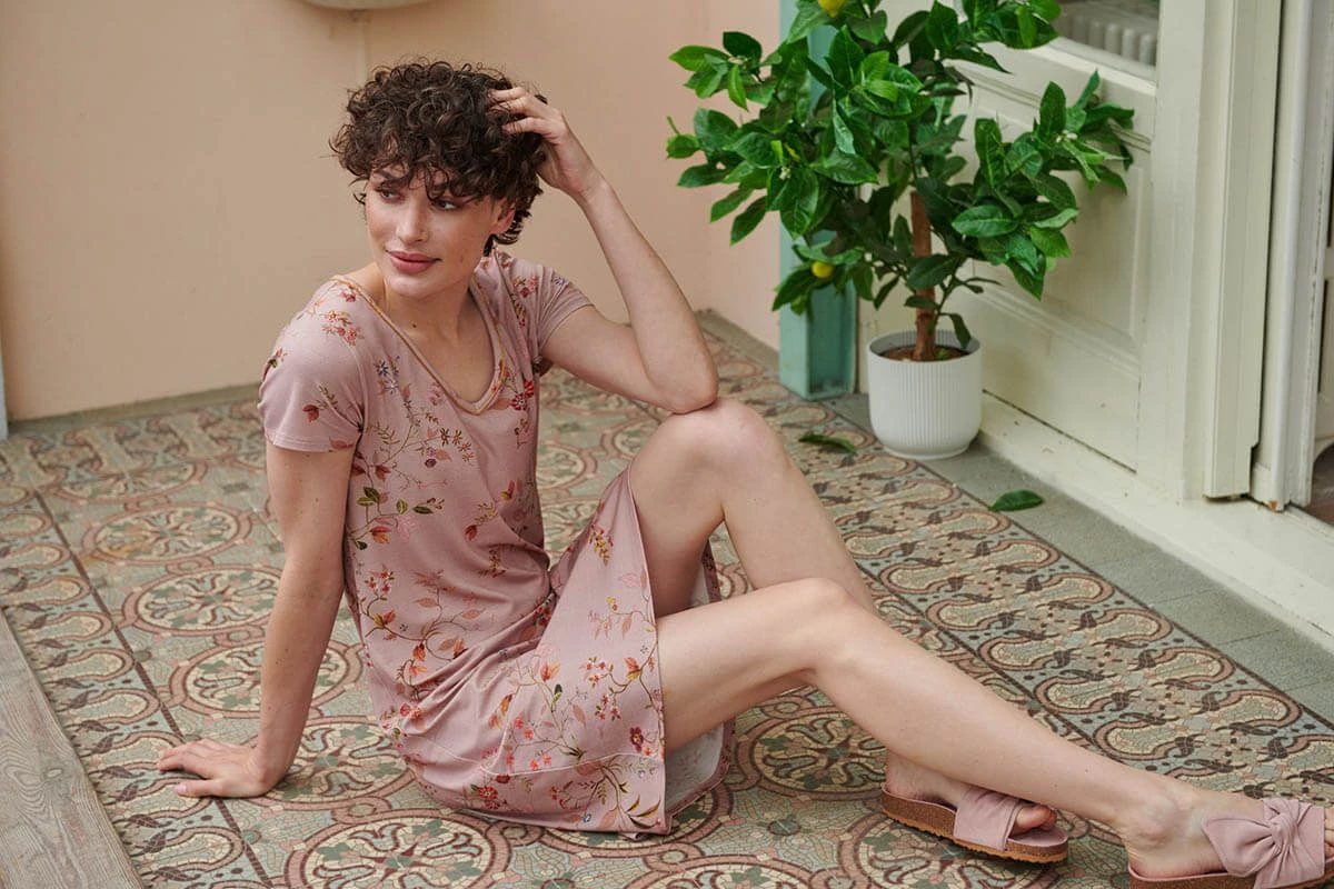 Nightdress Short Sleeve Kawai Flower Light Pink 9 Nightdress Short Sleeve Kawai Flower Light Pink - Image 9