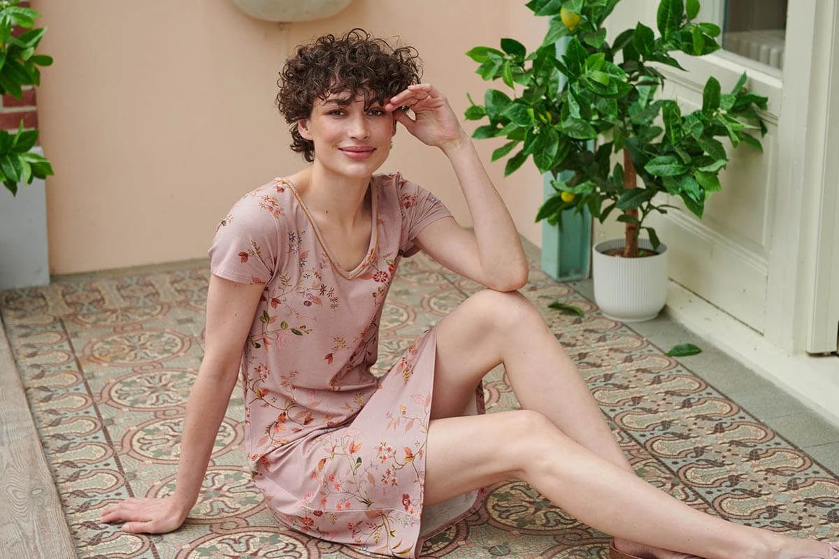 Nightdress Short Sleeve Kawai Flower Light Pink 2 Nightdress Short Sleeve Kawai Flower Light Pink - Image 2