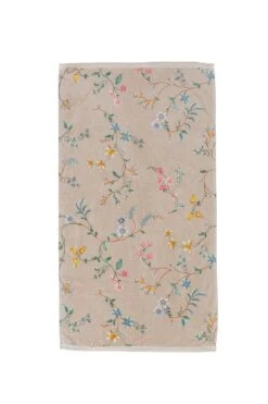 Bath Towel Set/3 Les Fleurs Khaki 55x100 Cm -Chic Nest Deals Store bath towel les fleurs khaki flowers 55x100 pip studio 217806