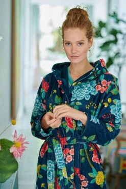 Bathrobe Good Evening Dark Blue -Chic Nest Deals Store bathrobe good evening green flowers pip studio 09