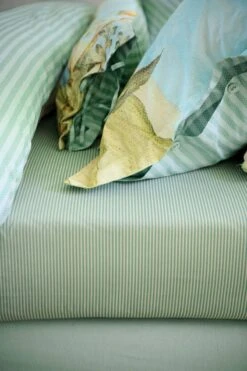 Fitted Sheet Duo Stripe Khaki -Chic Nest Deals Store duostripe khaki 40 detail lr