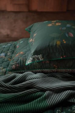 Throw Blockstripe Green -Chic Nest Deals Store kawai flower darkgreen 41 detail 2