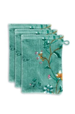 Washcloth Set/3 Les Fleurs Green 16x22 Cm