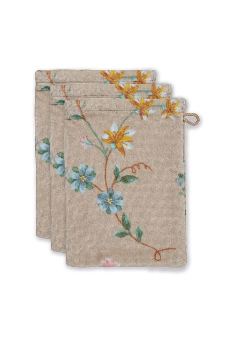 Washcloth Set/3 Les Fleurs Khaki 16x22 Cm 1 Washcloth Set/3 Les Fleurs Khaki 16x22 Cm