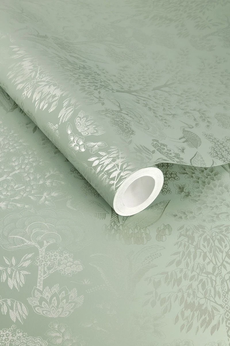 Pip Studio Origami Tree Non-Woven Wallpaper Light Green/Silver 4 Pip Studio Origami Tree Non-Woven Wallpaper Light Green/Silver - Image 4