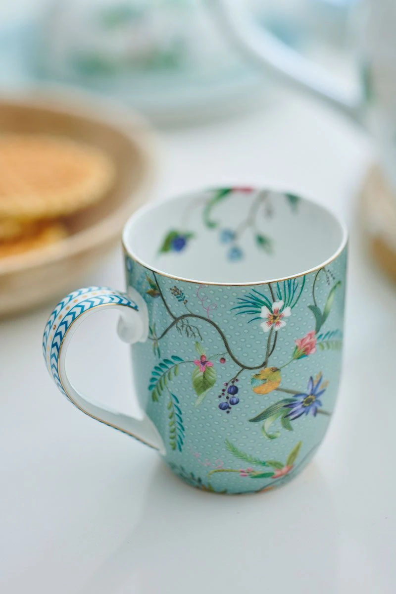 Jolie Set/2 Mugs Small Flowers Blue 2 Jolie Set/2 Mugs Small Flowers Blue - Image 2