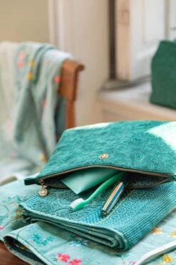 Cosmetic Flat Pouch Large Velvet Quiltey Days Green -Chic Nest Deals Store pipstudio loe res 1172