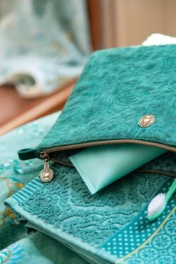 Cosmetic Flat Pouch Large Velvet Quiltey Days Green -Chic Nest Deals Store pipstudio loe res 1179