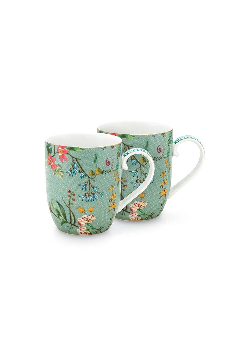 Jolie Set/2 Mugs Small Flowers Blue 1 Jolie Set/2 Mugs Small Flowers Blue