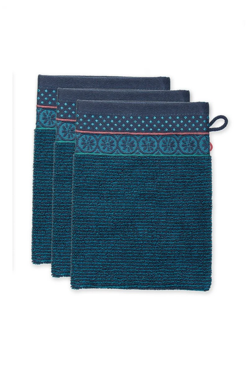 Washcloth Set/3 Soft Zellige Dark Blue 16x22 Cm 1 Washcloth Set/3 Soft Zellige Dark Blue 16x22 Cm