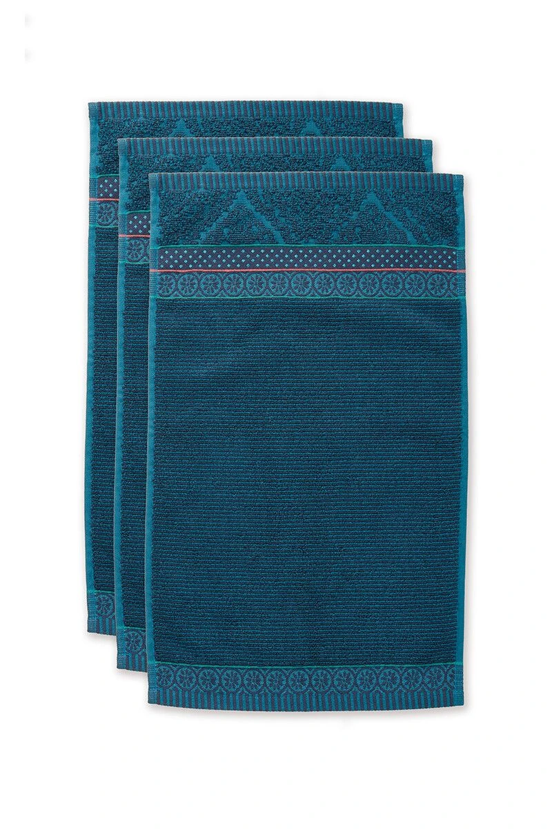 Guesttowel Set/3 Soft Zellige Dark Blue 30x50 Cm 1 Guesttowel Set/3 Soft Zellige Dark Blue 30x50 Cm