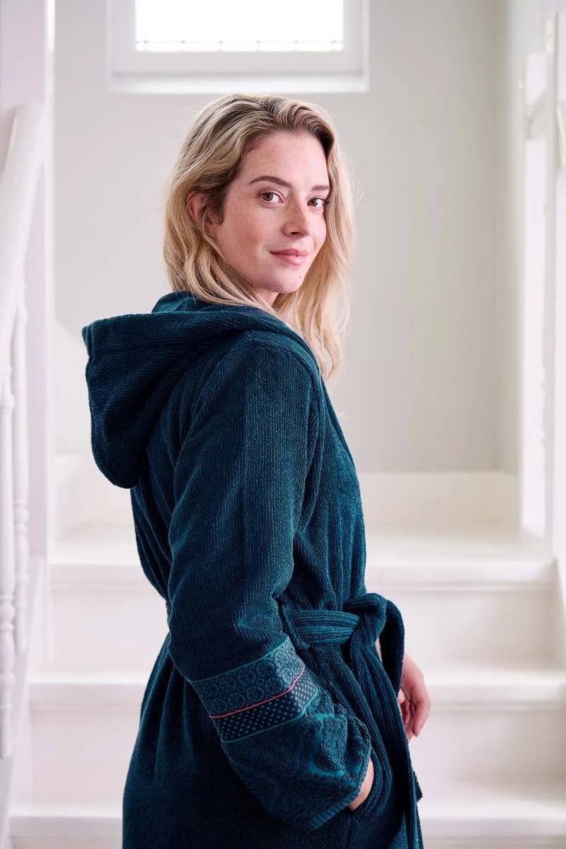 Bathrobe Soft Zellige Dark Blue 2 Bathrobe Soft Zellige Dark Blue - Image 2