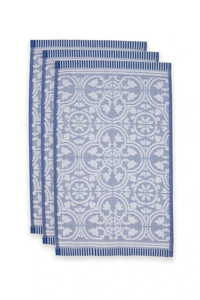 Guesttowel Set/3 Tile De Pip Blue 30x50 Cm 1 Guesttowel Set/3 Tile De Pip Blue 30x50 Cm