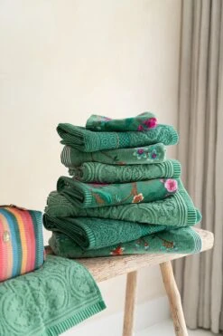 Bath Towel Set/3 Tile De Pip Green 55x100 Cm -Chic Nest Deals Store towels stapel green 00 mood 1