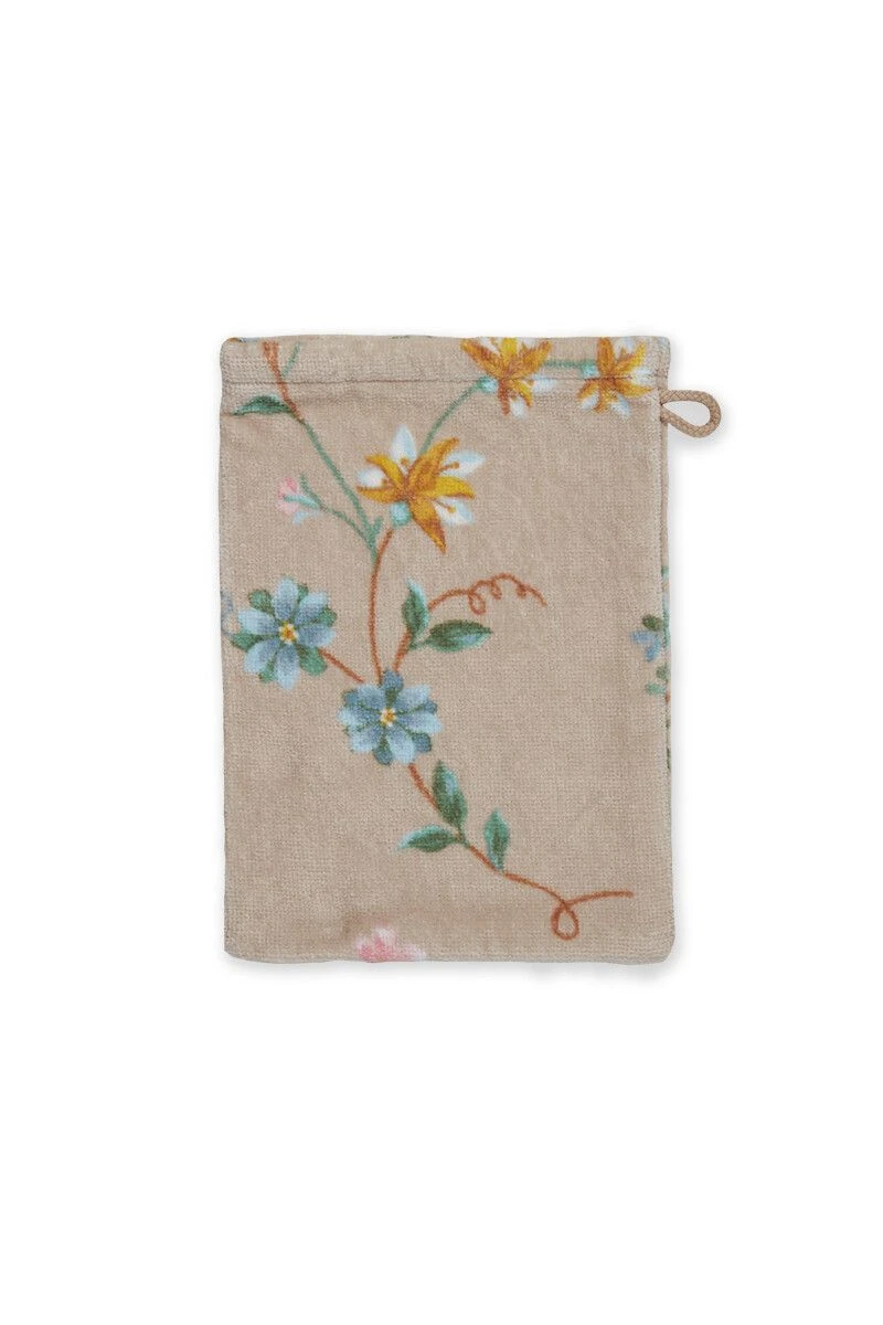 Washcloth Set/3 Les Fleurs Khaki 16x22 Cm 3 Washcloth Set/3 Les Fleurs Khaki 16x22 Cm - Image 3